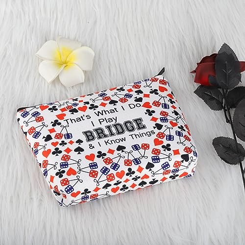 PXTIDY Lucky Bridge Casino Bag Gambler Bridge Players Gifts That What I Do I Play Bridge Gamble Travel Zipper Pouch Bridge Card Game Gift