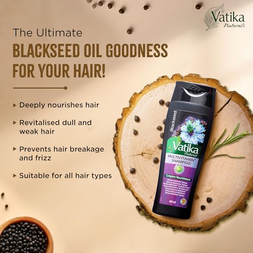 Vatika Naturals Blackseed Shampoo & Conditioner Combo, 400ml, Repairs Damaged Hair, Controls Frizz, Prevents Dryness, Strengthens Roots, Adds Shine, Nourishing Turkish Blackseed Hair Care