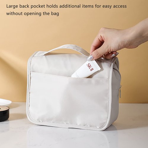 IMCUZUR Hanging Travel Toiletry Bag for Women, Water-resistant Makeup Bag Cosmetic Organizer for Traveling Accessories Toiletries (Black)