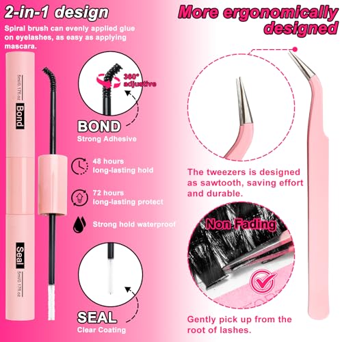 Manga Lash Clusters Kit 100D Eyelash Clusters with DIY Spikes 13-19MM Spiky Volume Cluster Eyelash Extensions Wispy Individual Lash Extensions Kit Anime Lashes Cluster Bond & Seal Tweezer by MilyBest