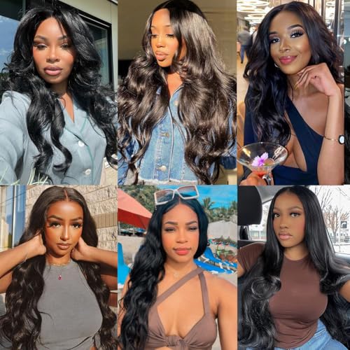 Body Wave Human Hair Bundles with Closure (22 24 26+18) 5x5 HD Closure with Bundles Human Hair 3 Weave Bundles with Closure Brazilian 100% Unprocessed Virgin Weft Hair Free Part