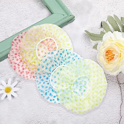 18Pcs Plastic Shower Caps for Women Reusable Waterproof Bath Caps Bathing Hair Cap Shower Caps for Shower,Spa,Salon,Housework,Girls,Home,Travel (Pink+Blue+Green)