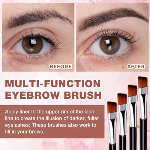 Gerrii 100 Pieces Disposable Angled Eyebrow Brushes Eye Liner Brush Disposable Angle Brushes Tinting Brushes for Women Girls Salon Beauty Cosmetic Make up Tool Esthetician Supplies(Silver)