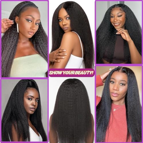 Knotless Pre-Separated Crochet Hair Extensions Kinky Straight 100% Human Hair Feather Crochet Braid Hair Extensions Natural Color 20Inch 120g