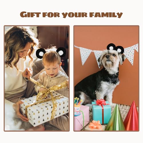 SIOTMERA Bear Ears Headband Black, Cute Care Movable Hairband Adult with Animals Costume, Soft Makeup Head Wear for Washing Face Women
