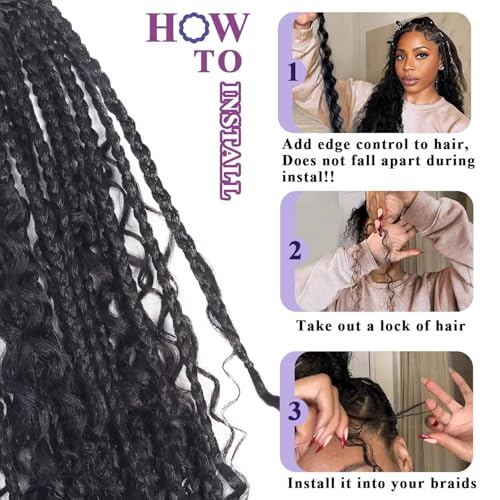 Human Braiding Hair For Boho Braids Deep Water Wave Bulk Human Hair for Braiding 12A Wet and Wavy Curly 100% Human Hair Extensions 3 Bundles 110g Natural Color 20inch