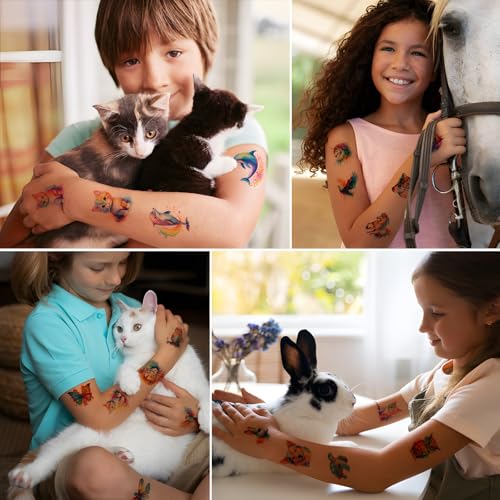 120PCS Temporary Tattoos for Kids, Cute Animal Temporary Tattoos for Boys Girls, Fake Tattoos Stickers for Birthday Party Gifts, Home Activity, Class Prizes, Carnival Rewards