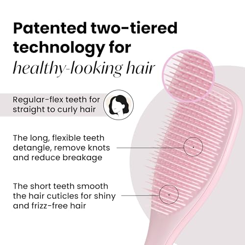 Tangle Teezer Ultimate Detangler Brush for Wet & Dry Hair, Eliminates Knots & Reduces Breakage for All Hair Types, Millennial Pink
