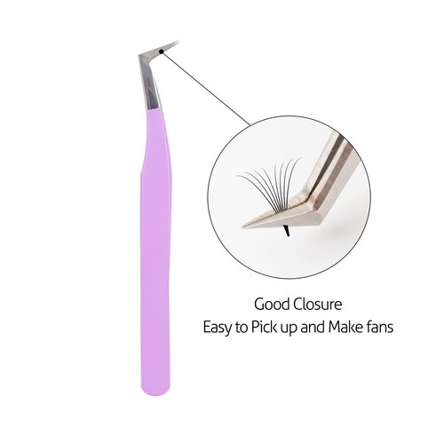 VAVALASH Lash Tweezers - Diamond Grip for Eyelash Extensions - Volume & Classic Fans - Purple, Volume Boot Tweezer