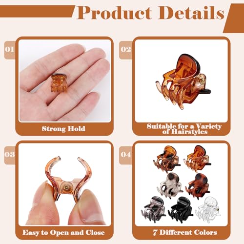 70 Pcs Mini Hair Claw Clips, Small Hair Clips for Women Girls, Non Slip Tiny Jaw Claw with Compartment Box, 7 Colors