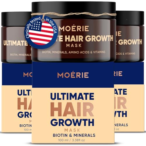 Moerie Hair Growth & Repair Mask - Restorative, Vegan-Friendly Treatment for Longer, Thicker, Fuller Hair - 100ml, 3 pack