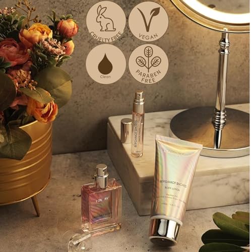 Bergamot Shores Spa Kit - Mom's Self Care Gift with Perfume, Body Lotion & Eau de Toilette Spray - Birthday Gift for Women