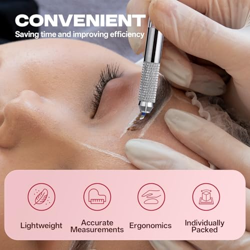 Charme Princesse Microblading Pen Kit Double Sided Manual Pen Kit with 20Pcs Needles Pigment Practice Skin Eyebrow Ruler Ring Cup for Permanent Makeup Supplies EK910S20-1