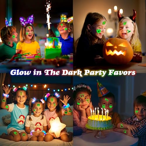 96 PCS Soccer Ball Glow In The Dark Pre-Cut Temporary Tattoos Sticker Football, Sports Themed Birthday Party Decorations Supplies Favors Europa, World Cup Cute Tattoo School Reward Game (Luminous)