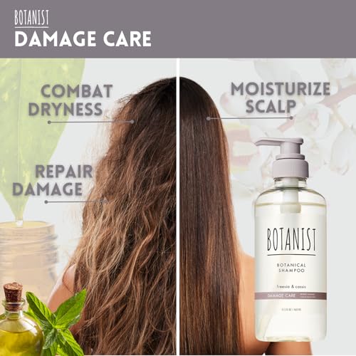 Botanist Sulfate Free Shampoo for Color Treated Hair, Organic Shampoo for Women & Men with Collagen, Ceramide, Keratin & Jojoba Seed Oil from Japan, Freesia & Cassis, DAMAGE CARE15.5 Fl Oz, 2EA