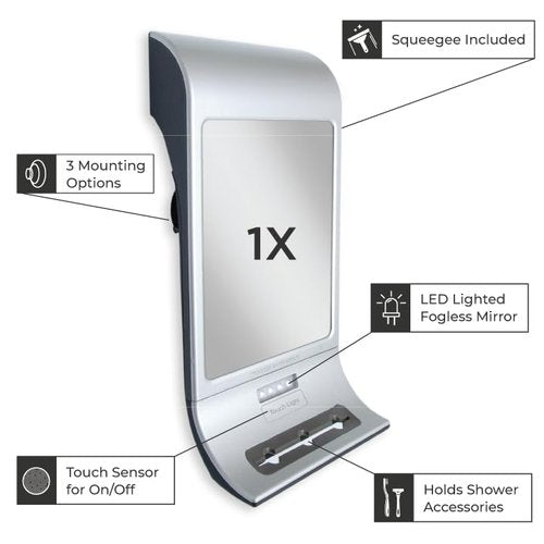 Zadro ZW20TS Z'fogless Water Mirror with Touch LED Light Panel Stainless Steel Like Finish