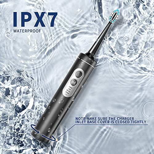 Electric Toothbrush with Water Flosser, 3 in 1 Electric Toothbrush with 4 Modes, Toothbrush and Water Flosser Combo for Adults, Water Flosser Portable for Travel and Home
