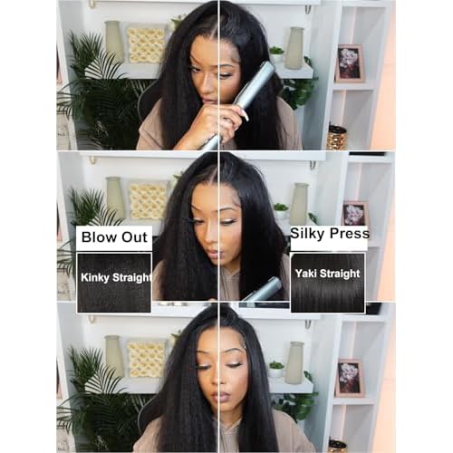 Domiso Pre Max 10x7 Kinky Straight Glueless Wigs Human Hair Lace Pre Cut Knots Bleached Wear and Go Glueless Wigs for Women 22 Inch