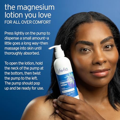 LIFE-FLO Magnesium Lotion - New and Improved Unscented Body Lotion with Magnesium Chloride from The Zechstein Seabed - Soothes Muscles and Joints When Massaged into The Skin - Hypoallergenic - 8oz