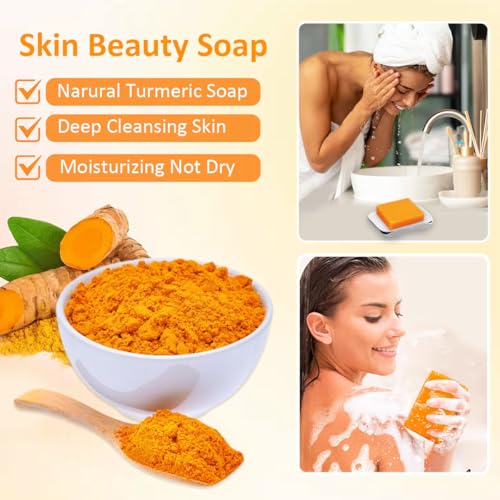 Kojic Acid Turmeric Soap Bar - Dark Spot Remover for Face Even Skin Tone, Moisturizing & Nourishing Natural Ingredients 2Packs