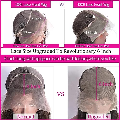 Hswpawk 13x6 Deep Wave Lace Front Human Hair Wigs - Glueless, Wet & Wavy, Pre-Plucked Curly Lace Frontal Wig