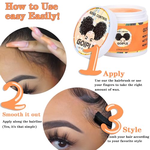 Edge Control Wax for Black Women - Strong Hold, Non-greasy Smoother for Black Hair, No Flaking or White Residue, Shine Hair Gel (Citrus Scent)