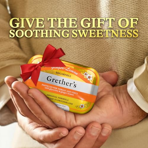 GRETHER'S Sugarfree New Flavor Ginger Lemon Pastilles Remedy for Dry Mouth Relief - Soothing Throat & Healthy Voice - Gift for Singers - 3-Pack - 3.75 oz.