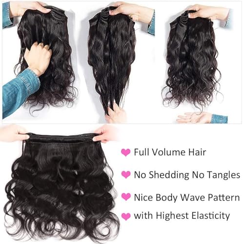 Human Hair Bundles 26 26 26 Inch Body Wave 3 Bundles Human Hair 12A Grade 100% Unprocessed Brazilian Virgin Hair Bundles Human Hair Extensions for Women Natural Black Color