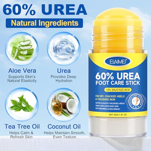 Urea Cream 60 Percent for Feet with 2% Salicylic Acid - Urea Foot Cream for Cracked Heels and Dry Skin, Deep Moisturizing, Callus Remover and Soften - Cracked Heel Repair Cream - Foot Moisturiser 40 g