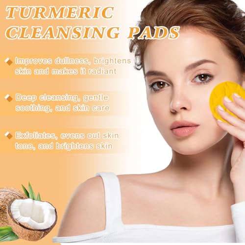 4Pcs Turmeric Wash and Care Three Piece Set,Turmeric Trio: Facial Wash,Cleansing Mousse & Soap for Skin Care,Turmeric Cleansing Exfoliating Pads,Turmeric Face Wash for Face & Body