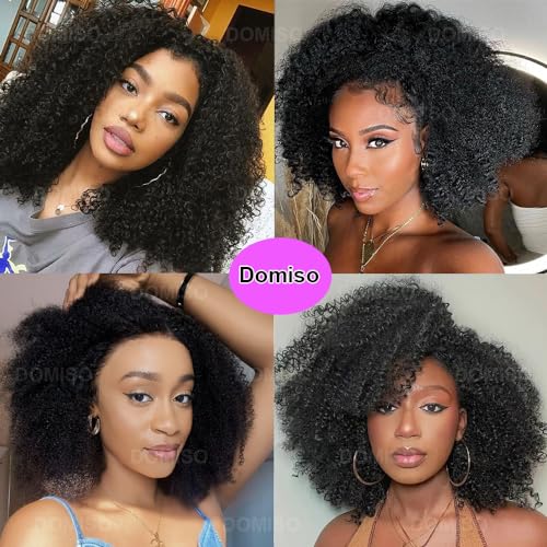 13x6 Afro Curly Lace Front Wigs - Human Hair, 200% Density, Transparent Frontal, Pre Plucked, Knots Bleached, Black, 22 Inch