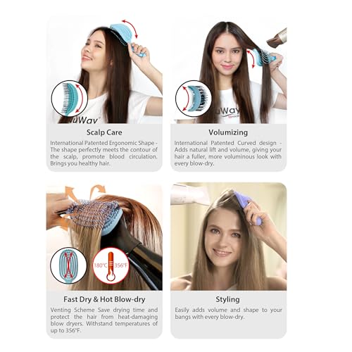 NuWay 4HAIR¢ç DoubleC PRO¢ç U.S. Patented Double Curved Detangling Brush is Hair Dryer Safe (Iron Black)