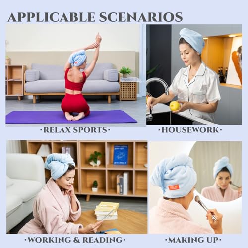 YoulerTex Microfiber Hair Towel Hair Wrap: 2 Pack 10X26 Hair Dryer Towels for Women Absorbent Turban Twist Hair Drying Shower Cap Curly Hair Products for Hair Care Hair Accessories (02 2-Pcs Gray)