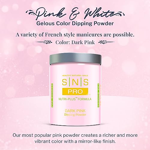 SNS Nail Dip Powder, Dark Pink (Natural/Nudes, Pink, Sheer) - Long-Lasting Acrylic Nail Color & Polish Lasts up to 14 days - Low-Odor & No UV Lamp Needed - 16 Oz