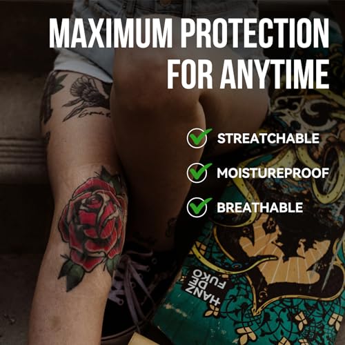 Tatoo Aftercare Second Skin Tattoo Cover Up Patch - 6 Inches x 2 Yards Tattoo Wrap, Breathable, Waterproof, Transparent, Latex-Free Film, Protective Tape for Skin Recovery