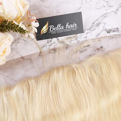 Bella Hair Ear to Ear 13x4#613 Blonde Lace Frontal Closure | One Donor Virgin Human Hair Straight | Bleached Knots with Baby Hair (16inch)