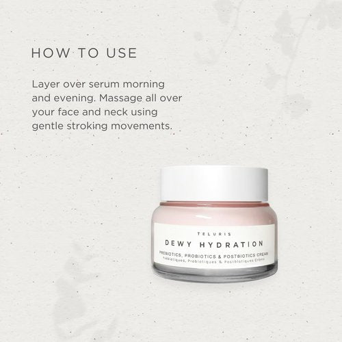Teluris Dewy Hydration Pre, Pro & Postbiotics Cream - Microbiome boosting moisturizer cream (50ml)