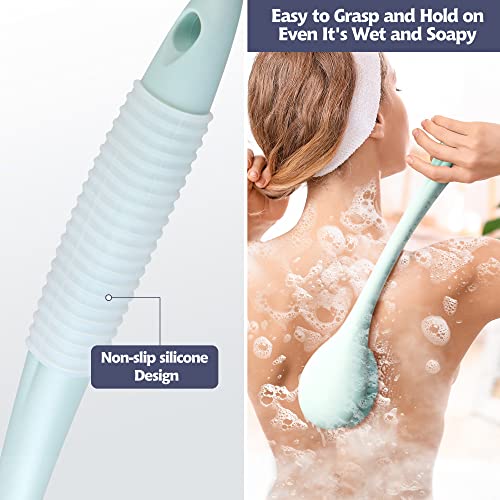 BEDELITE Back Scrubber for Shower - Long Handle Bath Brush (16.4 inches) with Soft Bristles, Exfoliating Body Brush for Men & Women(Blue)