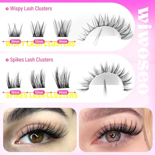 wiwoseo Wispy Lash Clusters Natural Eyelash Clusters Eyelash Extensions Clusters Lashes Natural Lash Extensions Lashes Clusters Lashes 2 Styles Pesta?as Postizas Naturales for Beginners (10-14MM)