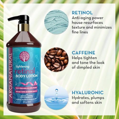 Arganatural Retinol Body Lotion with Vitamin E & Collagen ? Skin Firming, Skin tightening, and Anti-Aging Cream. All in One Body Lotion for Women.