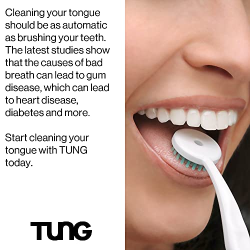 TUNG Tongue Cleaning Kit, TUNG Brush and Natural Mint Blast Gel, Bad Breath Odor Eliminator, Halitosis Defense, USA Made (Set of 1)