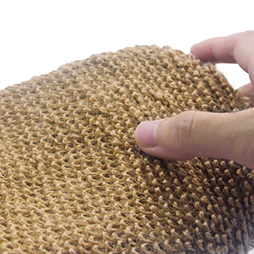 (2 Pack) Natural Exfoliating Hemp Bath Mitt Shower Gloves Loofah Washcloth Sponge Machine Washable Body Scrubber (ROUGHER Hemp)