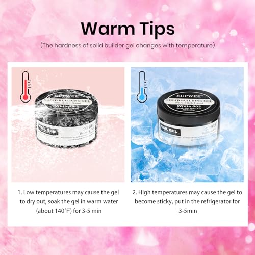Solid Builder Gel for Nail Extension Non Stick Hand Scupture Hard Gel with Dual Form Nail Brush Tool for Home DIY Manicure 7 Colors 14g(0.49 oz)