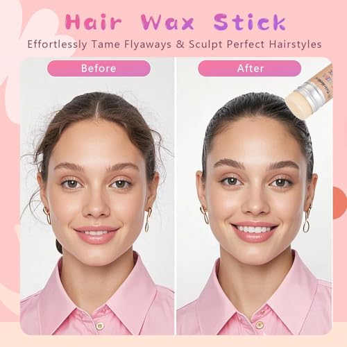 Hair Wax Stick Accessories, 500 PCS Clear Hair Elastics for Kids Women, 3 Pcs Hair Brush for Girls, 2 Hair Loop Styling Tools