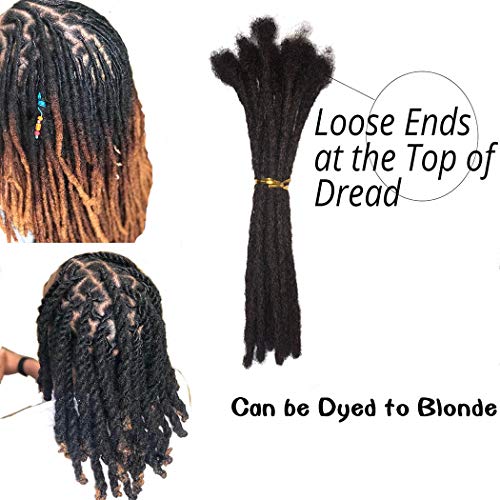 Human Hair Dreadlocks Extension Handmade Locs Small Size(diameter 0.4cm) 16inch 40 Strands/pack Natural Black #1B