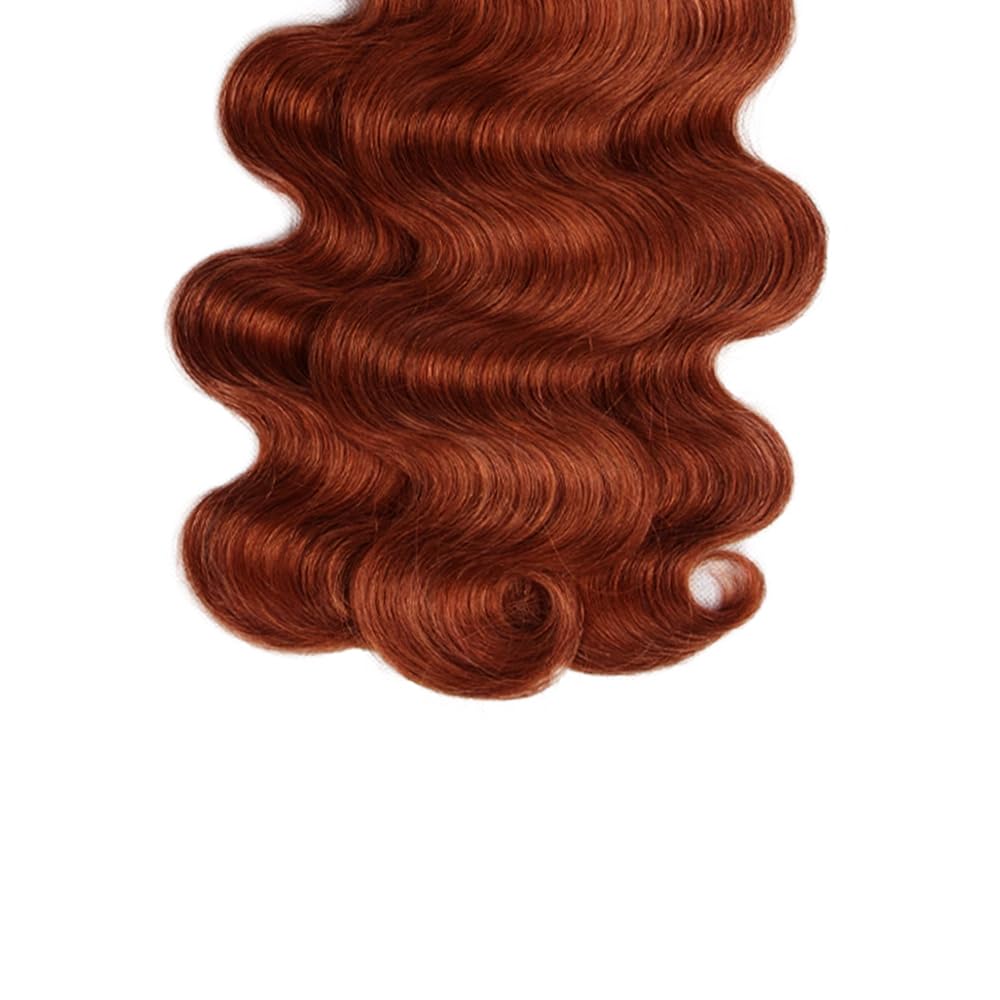 #33 Copper Red Bundles Human Hair Body Wave 3 Bundles 16 18 20 Inch Unprocessed Brazilian Virgin Remy Reddish Brown Body Wave Bundle Human Hair Extensions