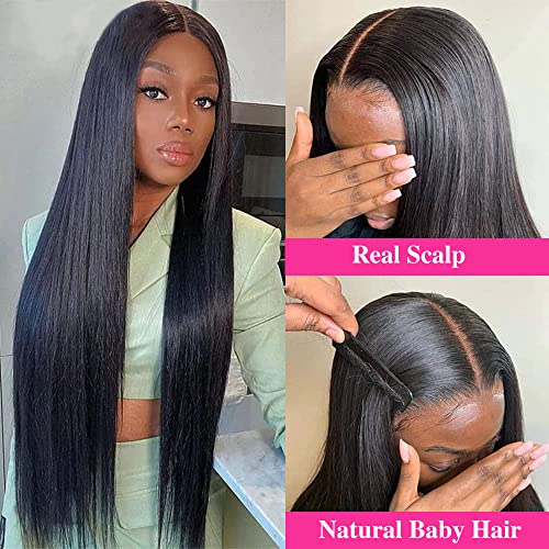 250% Density V Part Wig Human Hair with Drawstring Straight Brazilian Virgin Glueless Wig Human Hair for Black Women Upgrade U Part Wigs Full Head Clip In Half Wig No Leave Out Natural Color 18 Inch