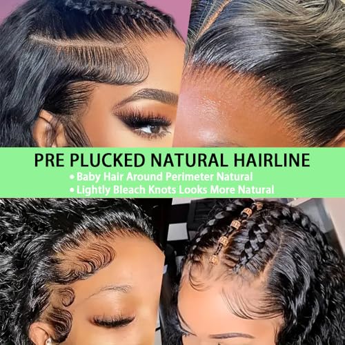 32 Inch 13x6 Deep Wave Lace Front Wigs Human Hair 13x6 HD Lace Front Wigs Human Hair Pre Plucked Glueless Frontal Wigs Human Hair Deep Curly Wig for Women 200 Density