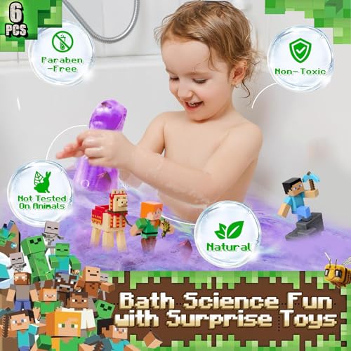 Bath Bombs for Kids: Organic Bath Bombs with Toys Inside for Dry Skin Moisturize, Kids Bath Toys & Scientific Toys, Dried Rose Petals with Eruption of Foams, Bath Flask Potion Kits Gift Set