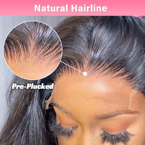 WOWANGEL 13x6 0.095mm Ultra-Thin Skinlike Real HD Lace Frontal & Closure,Body Wave Natural Hairstyles,Pre-Plucked Invisible Hairline,Unprocessed Virgin Human Hair,Invisible Knots HD Lace,16inch